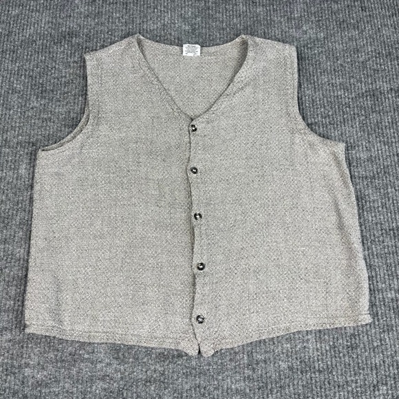 CP Shades Jackets & Blazers - Vtg 90s CP Shades Vest Womens M Linen Rayon Lagenlook Minimalist Boho Button Up